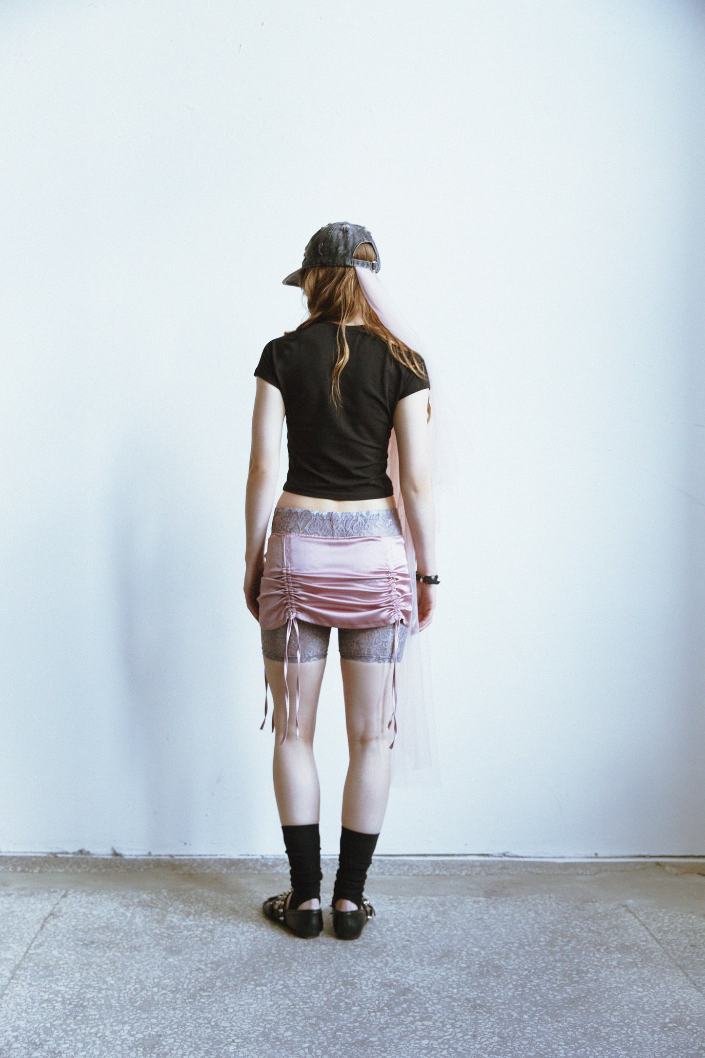 SKIRT WITH LACE SHORTS (PINK)