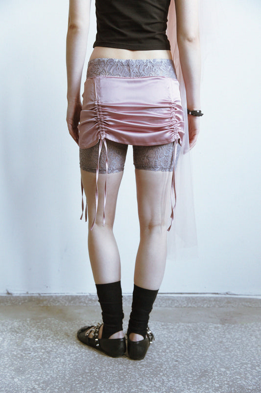 SKIRT WITH LACE SHORTS (PINK)