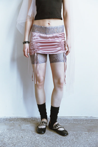 SKIRT WITH LACE SHORTS (PINK)