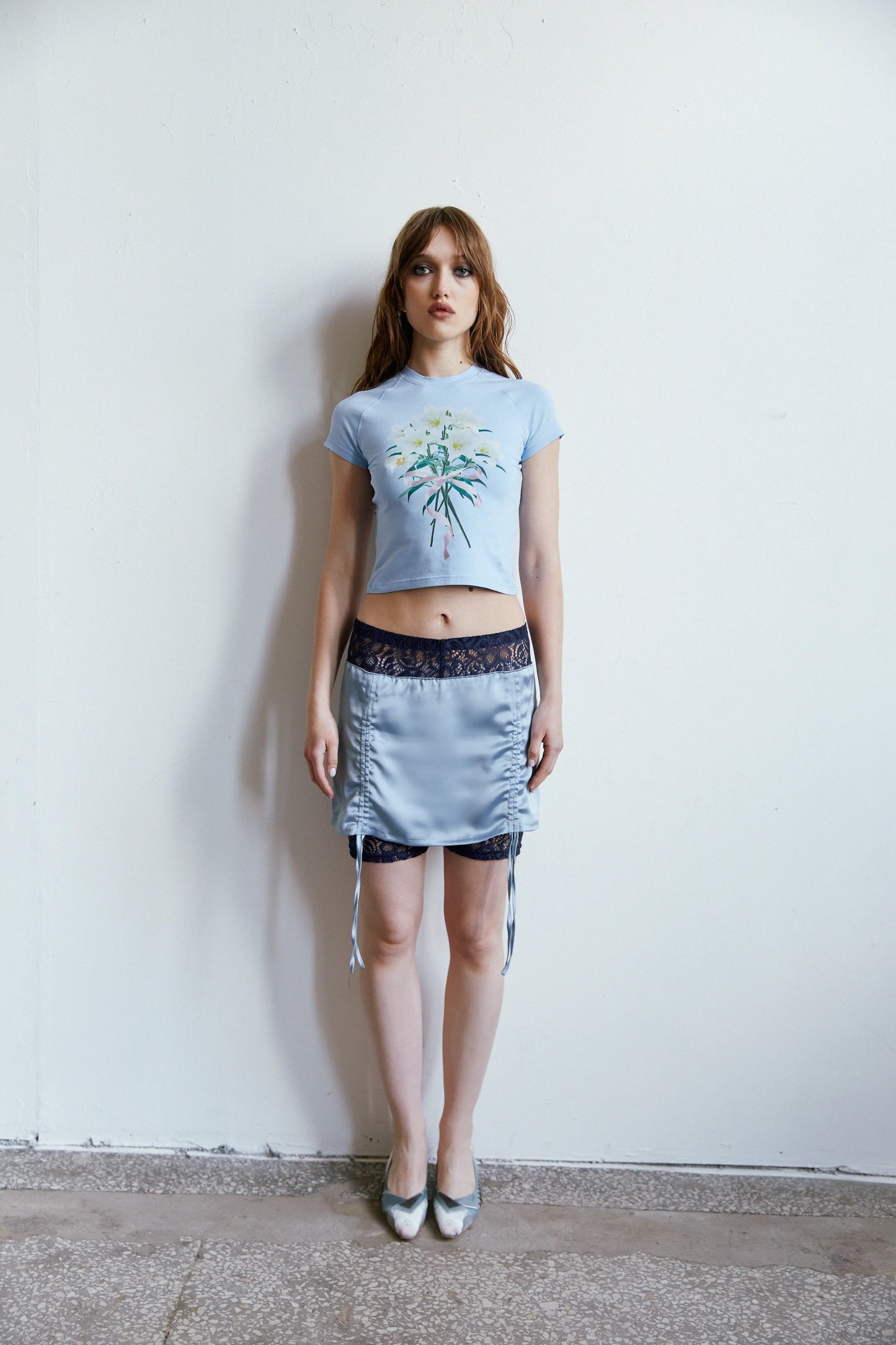 SKIRT WITH LACE SHORTS (BLUE)